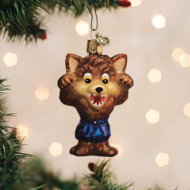 Halloween Werewolf Glass Ornament for Christmas Tree - Handcrafted Holiday Decoration