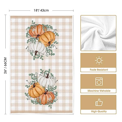 Orange Hello Pumpkin Fall Kitchen Towels Set of 4 18x26 Inches - Soft & Absorbent