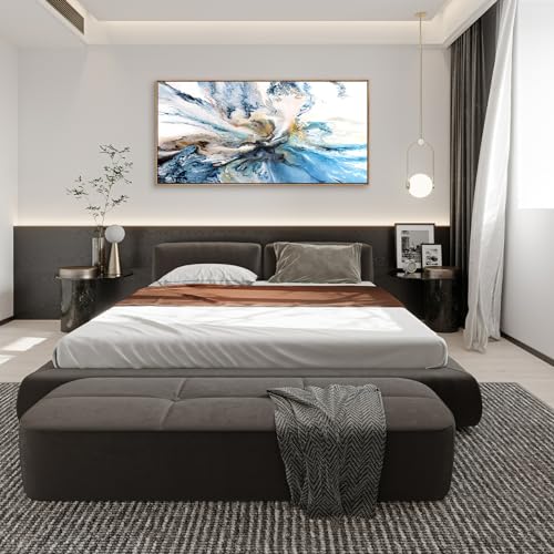 Large Abstract Watercolor Canvas Wall Art - 30x60 Inch Framed Home Decor