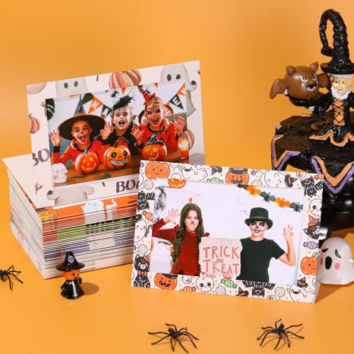 Halloween Photo Frame Cards with Envelopes 4x6 - 6 Designs, 96 Pack