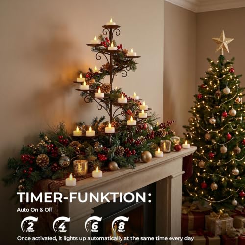 24PCS Flameless Tea Lights Candles with Remote Timer - Warm Yellow