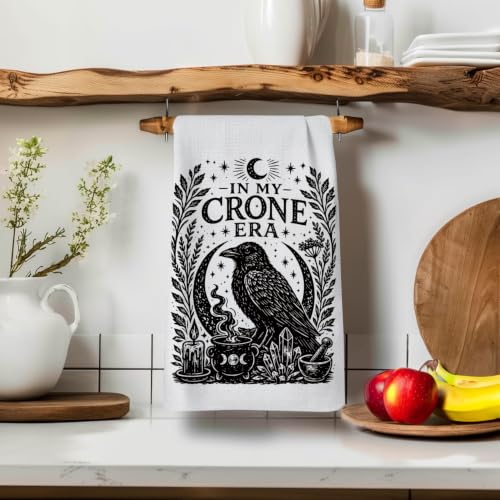 Halloween Witchy Raven Kitchen Dish Towels 16x24 Inches - Decorative & Multi-Purpose
