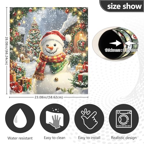 Christmas Snowman Dishwasher Magnet Cover Front Door - 23x26 in Decorative Refrigerator Panel