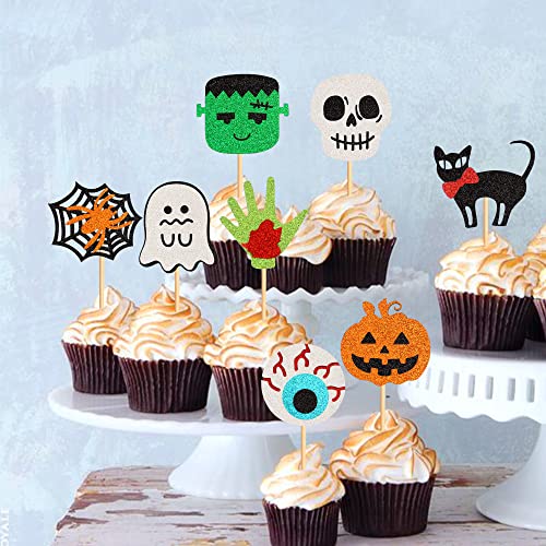 Halloween Ghost Glitter Cupcake Toppers 32 Pack - Birthday & Party Decor