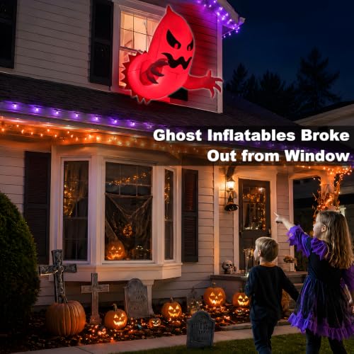 Halloween Ghost Inflatables Outdoor Window Decoration - 3.5 Ft Scary Yard Inflatable with LED Lights