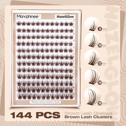Hazel Glow Brown Lash Clusters Wispy Eyelash Extensions 8-16mm Natural C Curl - DIY Fairy Lash Set