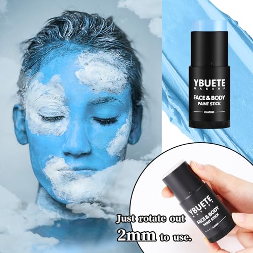 Light Blue Water-Based Face Body Paint Stick for Halloween SFX Makeup - Safe & Non-Toxic