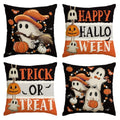 Halloween Pumpkin Ghost Throw Pillow Covers 20x20 Inch Set of 4 - Black