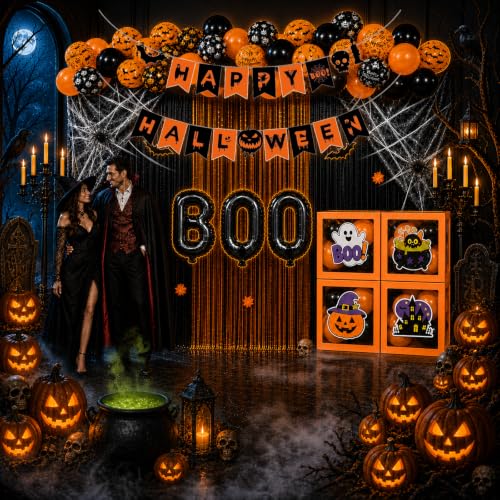 128 Pcs Halloween Party Decorations Kit with Banners Balloons & Bat Decor - Variation of THIS listing