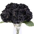 Black Artificial Hydrangea Flower Bouquets - 2 Pcs, 5 Heads Each, Home & Wedding Decor