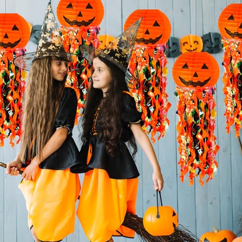 5-Pack Pumpkin Paper Lanterns for Halloween Party Decorations - Fall Festive Decor