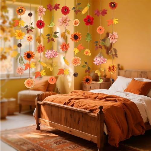 Artificial Flower Garland Set - Fall Wreaths & Garden Wall Decor, 6 Pieces, 35.4 Feet