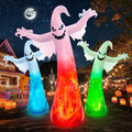 12FT Giant Halloween Inflatable Ghost with 3-Color Rotating Flame LED Lights