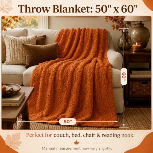 Halloween Fall Maple Leaf Blanket - Autumn Throw with 3D Maple Pattern - Cozy Decor for Couch Bed, 50x60 Inches - Variation: Halloween Fall Maple Leaf Blanket