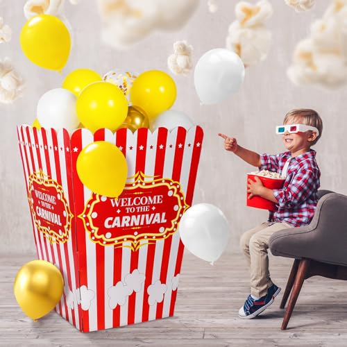 Giant Carnival Popcorn Box Decoration with 60 Balloons for Party & Event