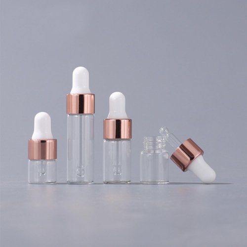 4 Pcs of 1ml, 2ml, 3ml, 5ml Dropper Bottle, Bottles with Dropper, glass dropper bottle, Clear Liquid Container for Essential Oils, Perfume (Transparent)