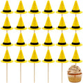 24 Yellow Felt Top Hat Cupcake Toppers - Party & Celebration Decorations