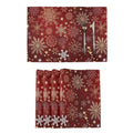 Christmas Placemats Set of 6 - Gold White Snowflakes Holiday Table Mats - Double Sided Burlap, 18x12 Inches - Variation of THIS listing