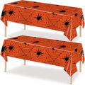 Halloween Spiderweb Tablecloths Set - Orange, 2 Pack Rectangular Plastic Coverings