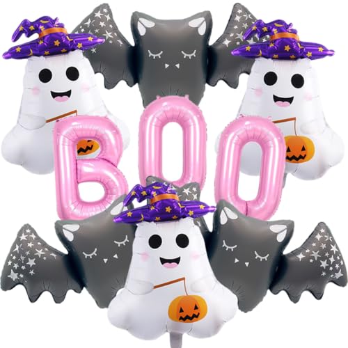 Pink Halloween Foil Balloon Set with Ghosts & Bats - Party Decorations