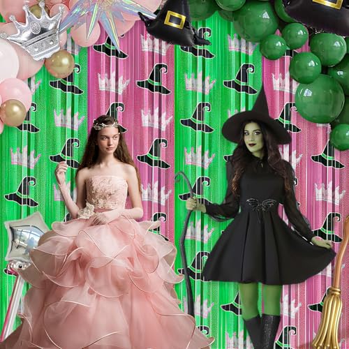 2 Pack Witch Foil Fringe Curtains Backdrop Halloween Party Decorations - 6.6 x 6.6 ft