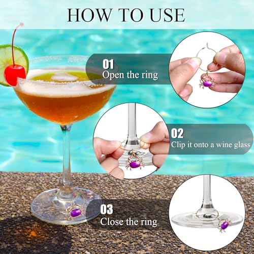 Beach Themed Wine Glass Charms Set - 20 Summer Beach Pattern Drink Markers