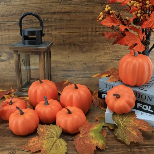 Artificial Pumpkin Decor Set - 8 Pcs Fall Halloween Thanksgiving Centerpieces