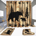 Rustic Bear Shower Curtain Set - Nursery Farmhouse Bathroom Decor with Bath Mat & Toilet Cover - Black Bear Woodland Theme - Variation of THIS listing