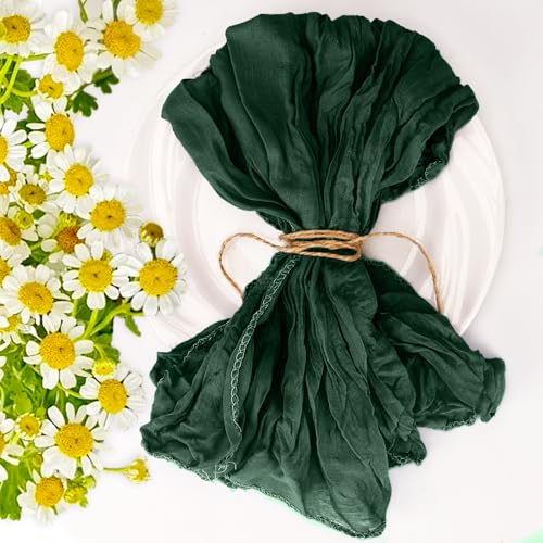 20x20 Inch Emerald Green Cheesecloth Napkins Set of 100 - Rustic Boho Table Linens