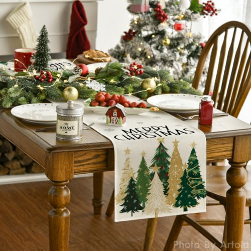 Artoid Mode Beige Christmas Table Runner 13 x 72 Inches for Holiday & Party Decor