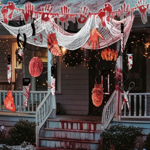 Halloween Horror Hanging Decor Set - Creepy Vampire Scene 12 Pieces