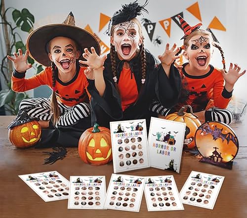 Party Game Cards - Labor or Horror Guessing Game for Baby Shower & Halloween