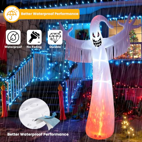 12 FT Giant Halloween Inflatable Ghost with LED Lights for Yard Decorations