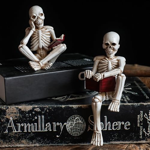 Cross-Legged Skeleton Figurine Halloween Decor Gothic Horror Sculpture
