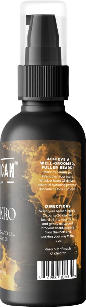 Whiskro Beard Oil for Men |100 % Pure Organic Avocado Oil | Non-Greasy Beard Conditioner & Softener | Natural Oil for Thicker, Fuller Beard| Premium Facial Hair Growth Products| US made