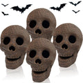 Light Brown Ceramic Skull Fire Pit Decor Set - Reusable Halloween Skeleton Props