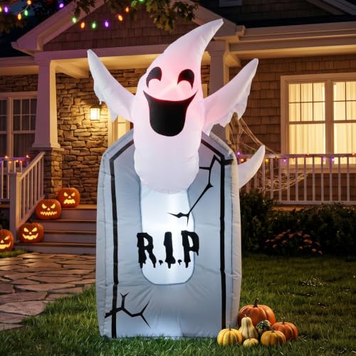 3.5ft Halloween Inflatable Ghost and Tombstone Yard Decoration with LED Lights