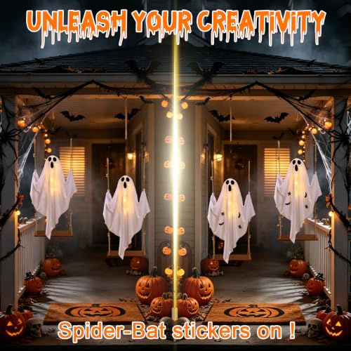 Outdoor Halloween Ghost Decorations with Lights and Remote Control - 2 Pack