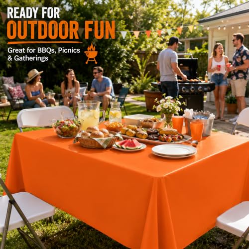 Orange Disposable Table Covers 2 Pack 54x108 Inches for Fall Parties - Variation: Orange / 2 Pack