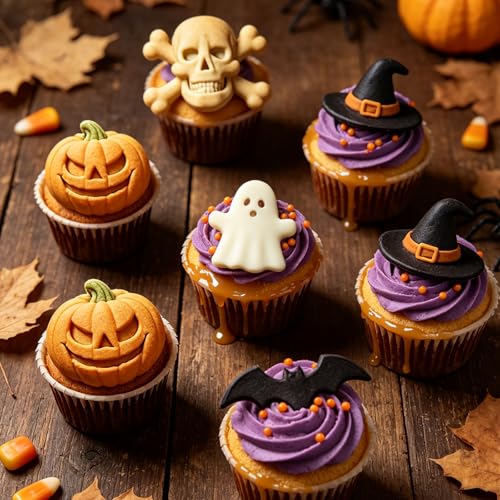 Light Blue Halloween Silicone Mold Set with Skull & Pumpkin for Baking & Decorating