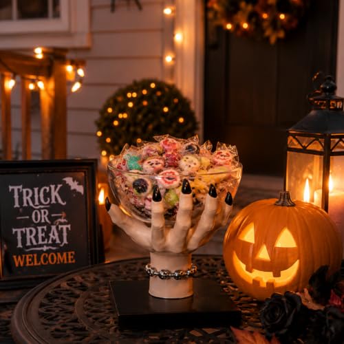 Halloween Witch Hand Candy Bowl Stand Resin Snack Dish Trick or Treat Decor