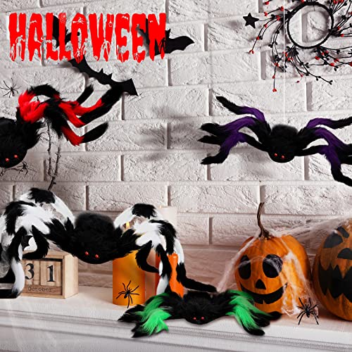 Giant Halloween Spider Decorations Set with Red Eyes Indoor Outdoor Scary Decor