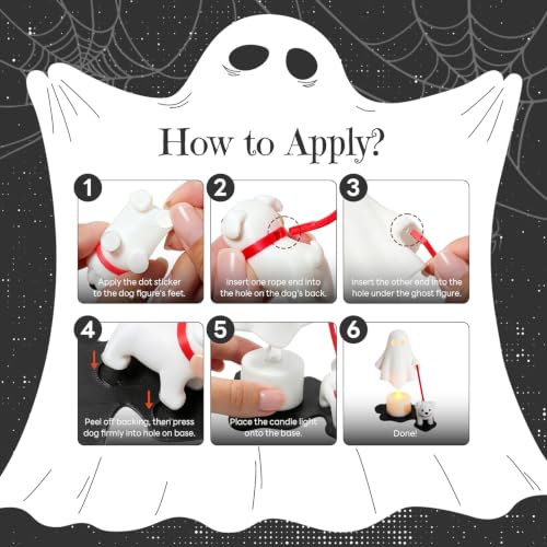Halloween Ghost Dog Figurine Desktop Decor - Fall Party Tabletop Ornament