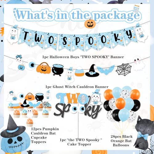 Kids Halloween Birthday Decorations Set with Banner Balloons Cake Toppers