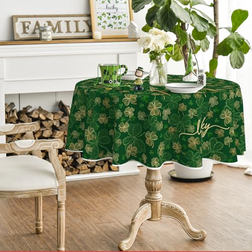 Horaldaily St. Patrick's Day Green Round Tablecloth 90 x 90 Inch Seasonal Home Decor