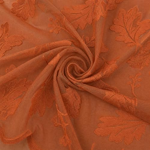 Horaldaily Caramel Fall Lace Tablecloth 60×104 Inch Rectangular Maple Leaf Design