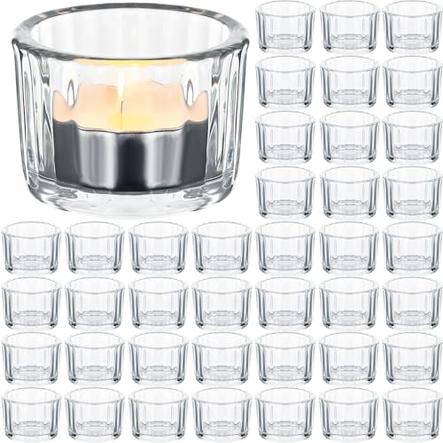 Clear Glass Ribbed Tealight Candle Holders Set of 100 - Durable Votive Decor