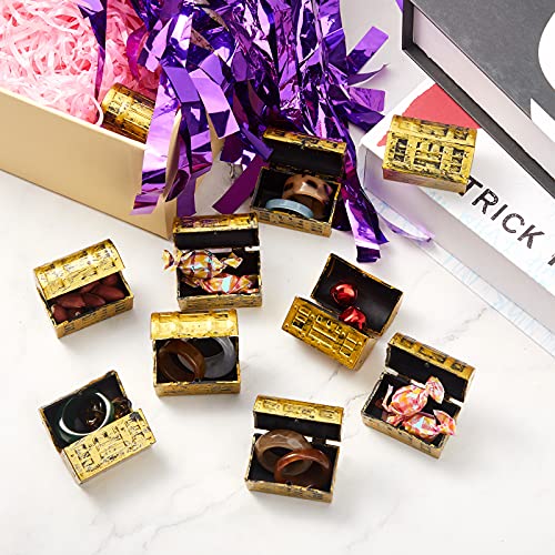 Mini Pirate Treasure Chests Set of 100 - Gold Plastic Storage Boxes for Party Favors