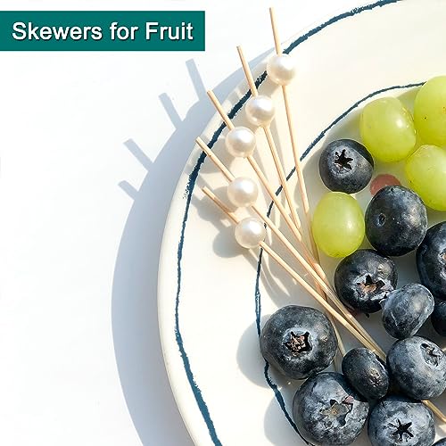White Pearl Cocktail Picks Skewers - 100 pcs 4.7 Inch for Bridal Shower