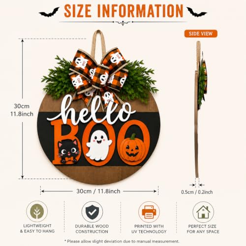 Cute Ghost Halloween Wreath for Front Door - Fall Porch Wall Decor